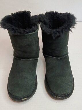 UGG Kids Bailey Bow II Black Suede Boots Youth Size 1